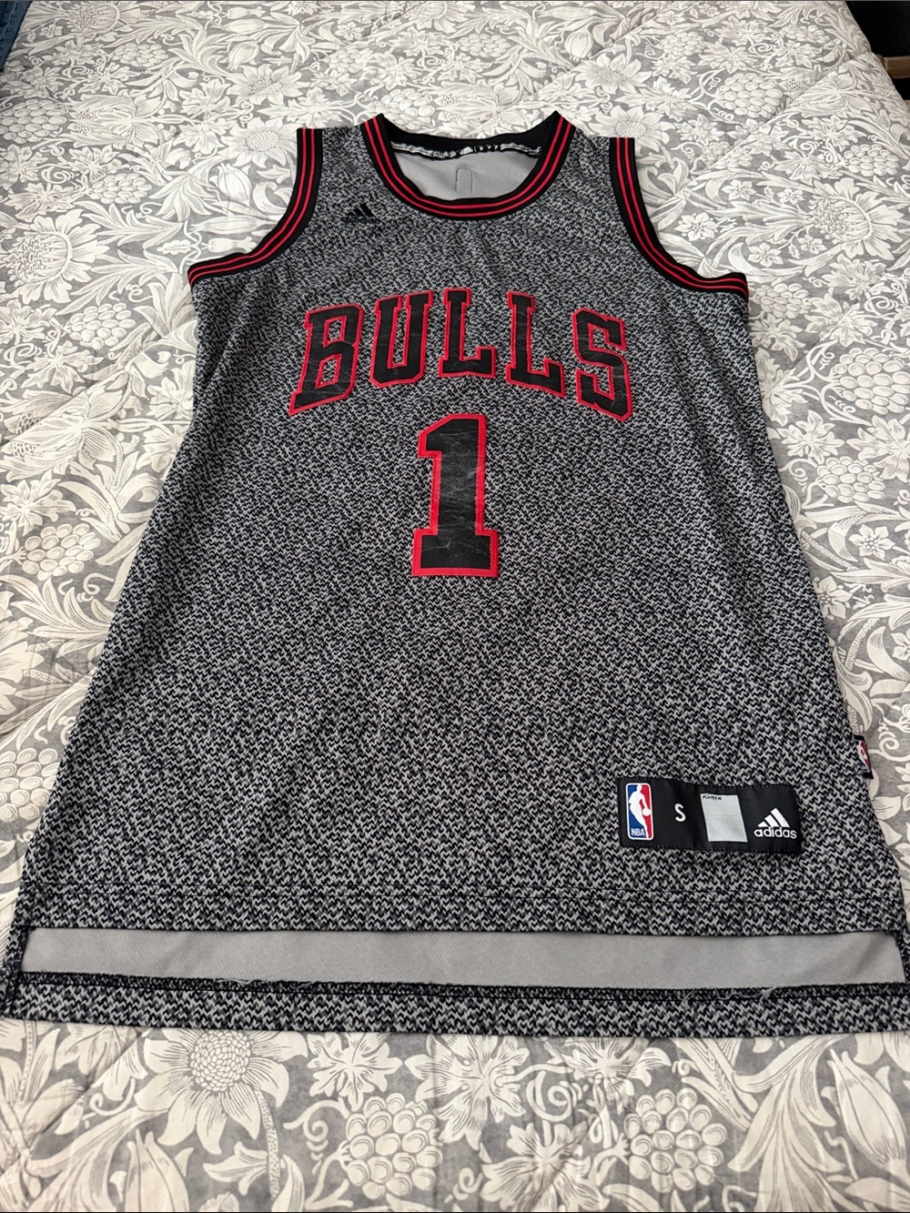 Derrick Rose adidas Bulls #1 Jersey in Black and Red Trim